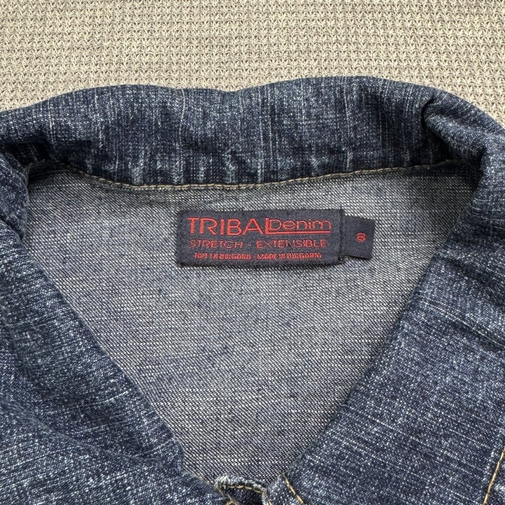 Tribal Denim Womens Blue Jean Jacket Size 8 Button Up Pockets Long Sleeve Collar - Picture 5 of 11